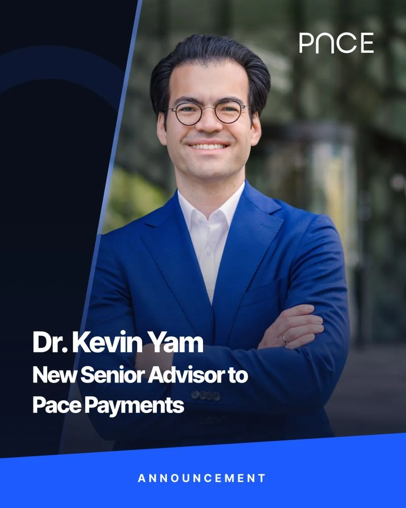 Portrait of Dr. Kevin Yam with the caption "New Senior Advisor to Pace Payments"