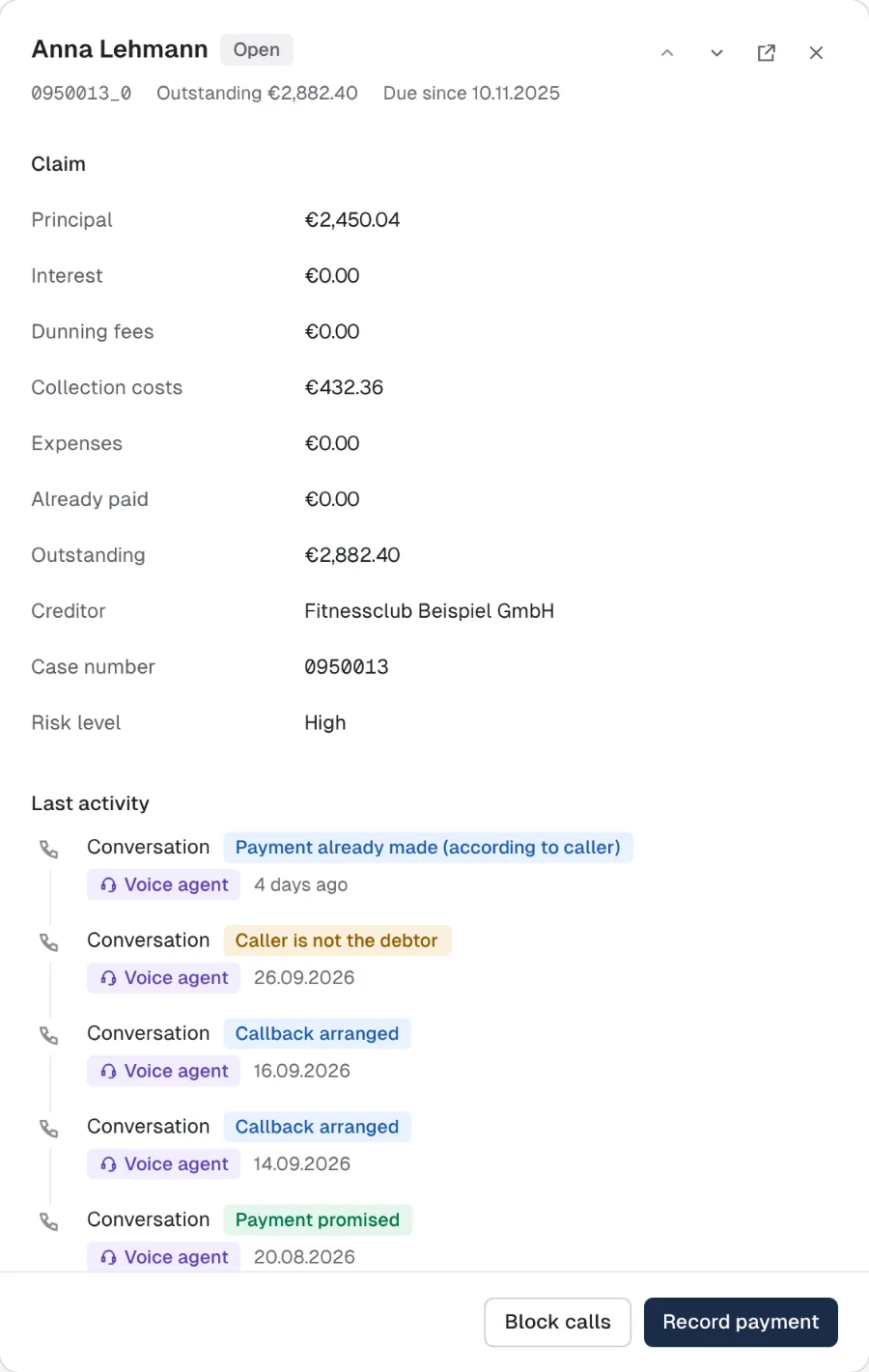An open case: claim, creditor and the agent's latest conversations